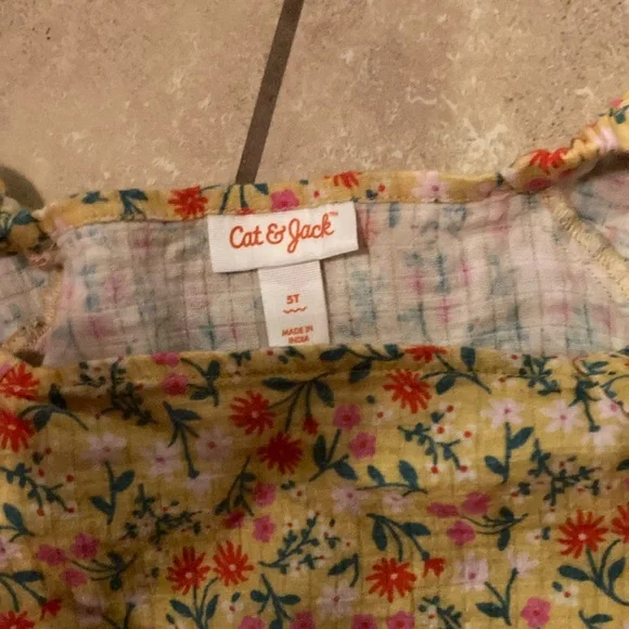 Cat & Jack Orange Red Puff Sleeve Sundress - Picture 3 of 6